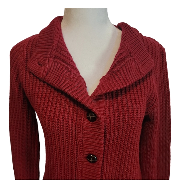 EUC Vintage Sweetree Deep Red Leather Button Up Cardigan - Picture 2 of 8